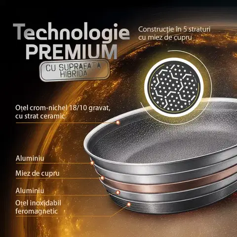 Serpenyő Ø 28 cm – Orion Expert Hybrid Multi-Layer Lunasol - 601423