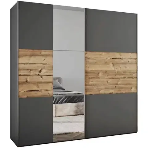 Gardrób XXXIII/200 tükrös gardrób alpesi fenyő/ grafit