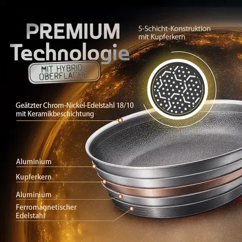 Serpenyő Ø 28 cm – Orion Expert Hybrid Multi-Layer Lunasol - 601423