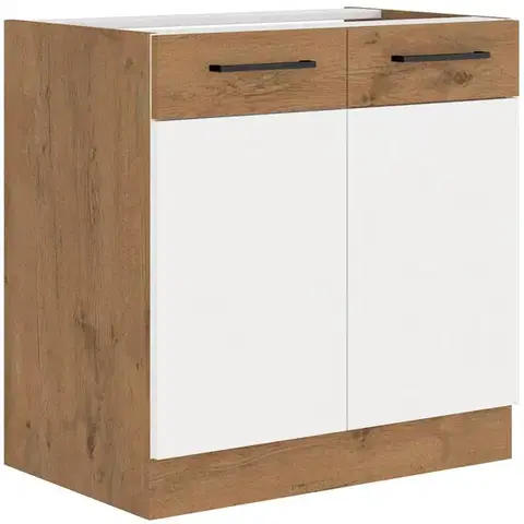 Niki 30. konyha 80 D 2F BB 80x82x52cm fényes fehér/lancelot tölgy (munkalap nélkül)