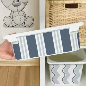 Dizájnos matrica az IKEA TROFAST dobozra – Ocean Teal geometria