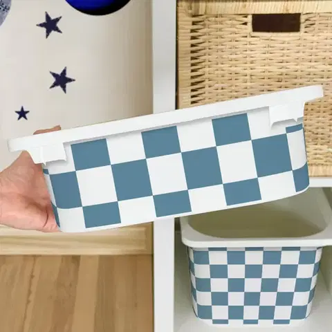 Geometrikus matrica az IKEA TROFAST dobozra – Burgundy Blue kockák