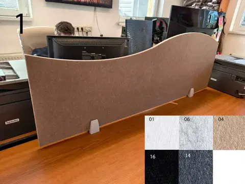 Bilnora asztal elválasztó hullámos akusztikai paraván 120x40x1.2cm - 1 mintájú - 4 bézs , 1 mintájú , Flat Clip