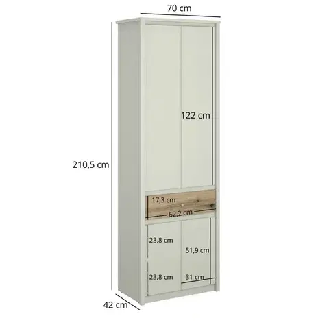Karin SZ4D1S/70 akasztós szekrény evok tölgy/ kasmír