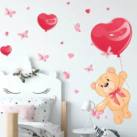 Gyerekszoba falmatrica - Maci lufival