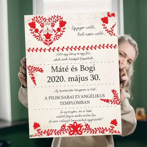Szerelmes ajándékok - Magyar motívummal ellátott dekorációs tábla