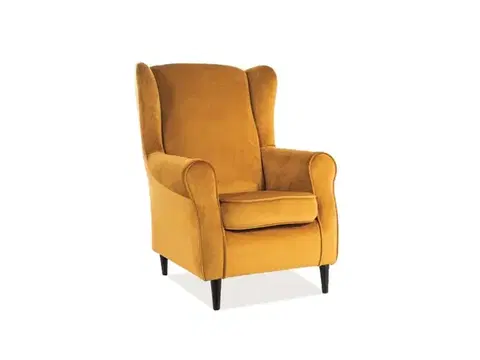 Baron Velvet fotel wenge/curry sárga bársony (Bluvel 68)