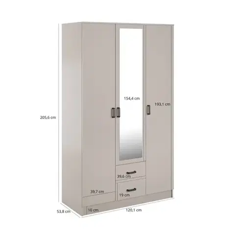 Kami tükrös gardróbszekrény SZL3D2S kasmír