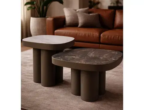Stella B Ceramic 75*75 asztalka Vulkán fekete/ réz