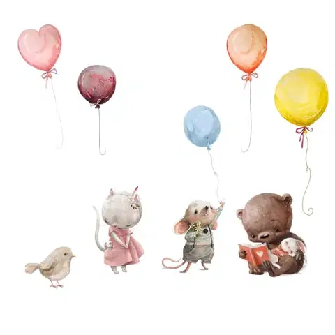 Falmatrica ágy fölé - Állatkák és ballonok