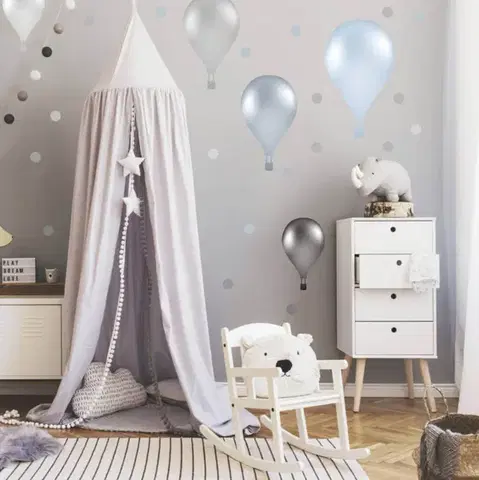 Falmatrica gyerekszobába - Kék, szürke hőlégballonok
