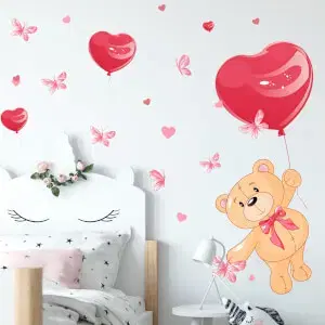 Gyerekszoba falmatrica - Maci lufival