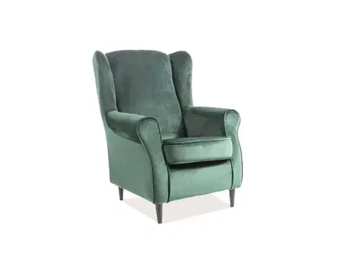 Baron Velvet fotel wenge/zöld bársony (Bluvel 78)