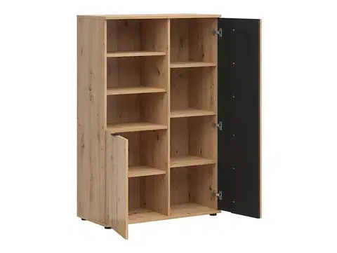 Vabres REG2D polcos szekrény fekete/ artisan tölgy