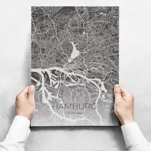 Fali dekoráció - Map Of Hamburg