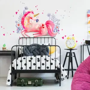 Akvarell falmatrica - Rózsaszín egyszarvú