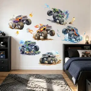 Fali matricák fiúknak – Monster Truck versenyautók