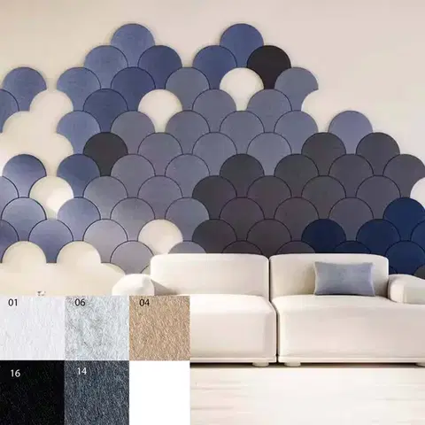 Bilnora extra sűrű Félkör Alakú öntapadós hátoldalú irodai hangszigetelő Panel 9mm Vastag 30x30x0,9cm - 6 silver , 30x30x0,9cm
