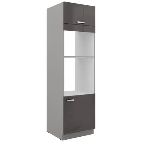 NIKI 6. 60 DPM-210 2F 60x210x57cm fényes szürke/szürke konyha