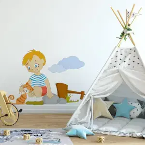 Falmatrica gyereknek - Fiú macskával