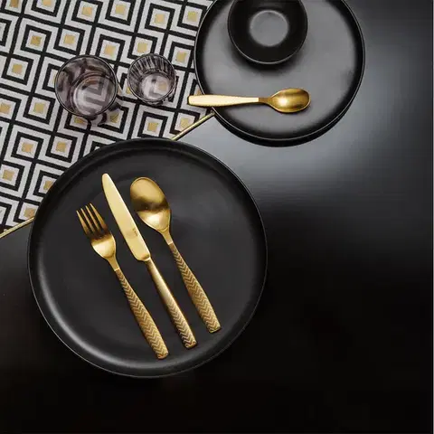 Evőeszköz készlet 24db - Gaya All Satin arany - Chevron - 128499