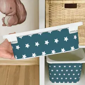 Matrica IKEA TROFAST dobozhoz - Fehér csillagok (teal)
