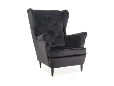 Lady Velvet fotel wenge/fekete bársony (Bluvel 19)