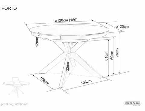 Porto Ceramic 120(160)*120 bővíthető étkező asztal travertin bézs/ kasmír