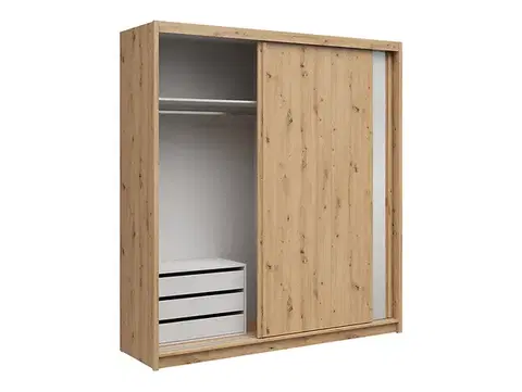 Aura SZF/200 gardrób szekrény komóddal tükör/ artisan tölgy