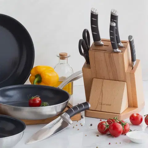 Kés szett állvánnyal, ollóval és késélezővel - Flow Kitchen - 132760