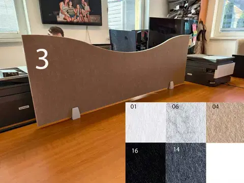 Bilnora asztal elválasztó hullámos akusztikai paraván 120x40x1.2cm - 3 mintájú - 4 bézs , 3 mintájú , Flat Clip