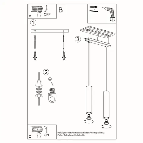 Lagos 2 fekete függőlámpa
