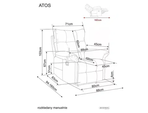 Atos Raven nyitható fotel szürke 07