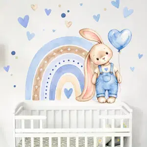 Fali matrica fiúknak – Nyuszi kék szivárvánnyal