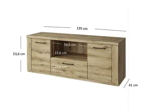 Doorset RTV 2D1S/135 TV állvány navarra tölgy